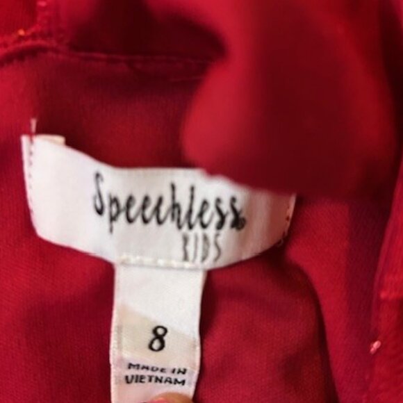 Speechless Kids Pleated Sparkly Maxi Dress Rhinestone Embellished Red Size 8 - Picture 8 of 9